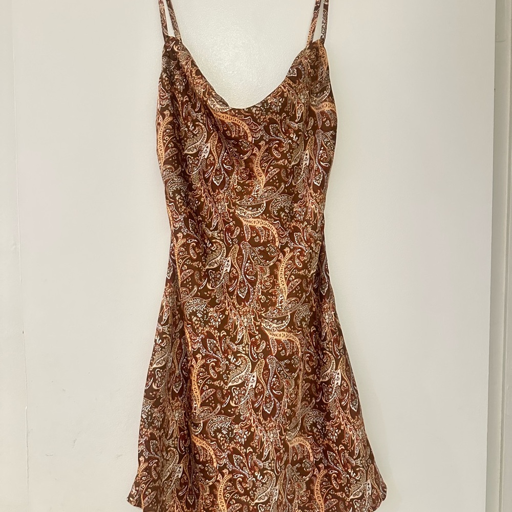 Paisley Print Brown Dress